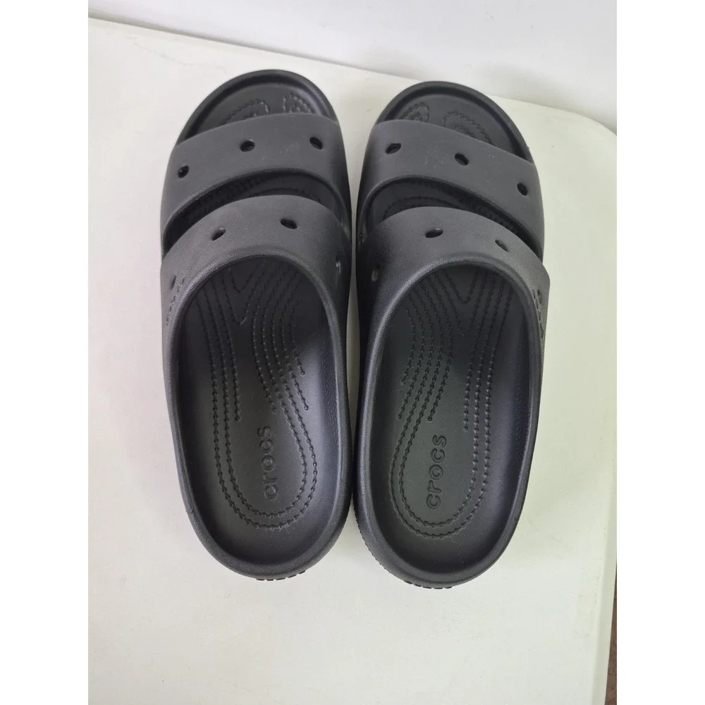 Crocs Black Slides Iconic Comfort Slip On Sandals Men 8 Women 10